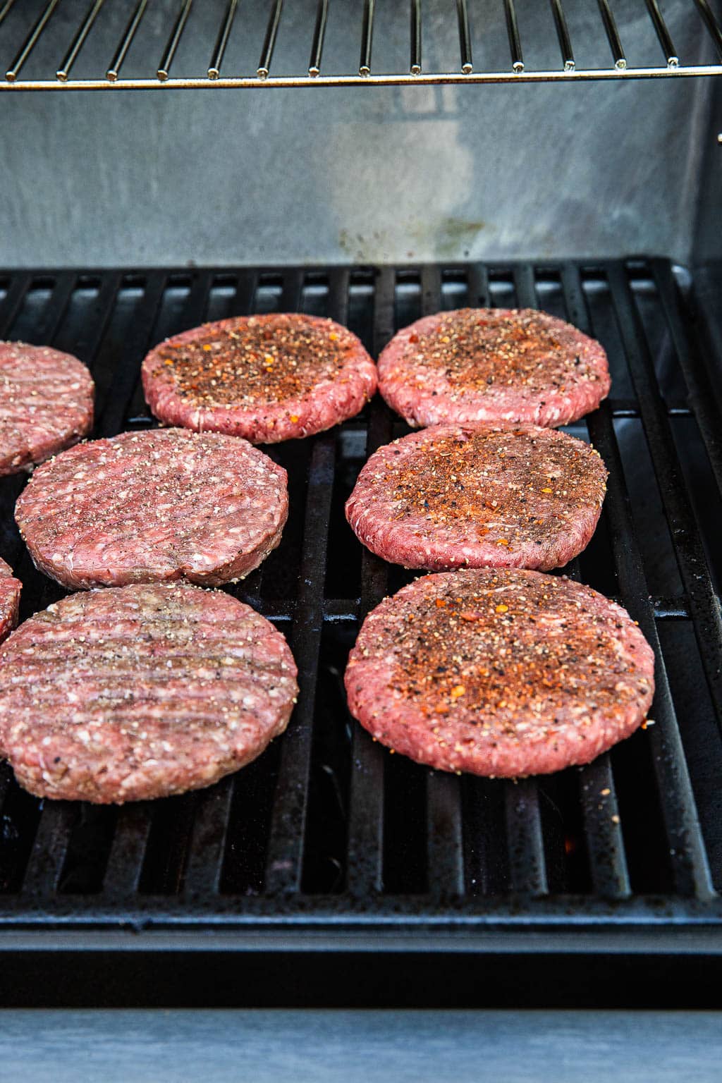 Burger patties on the grill 