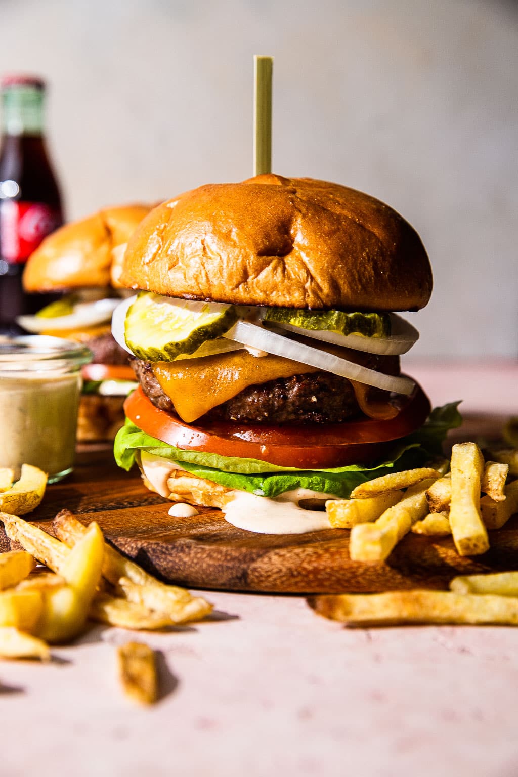 Burger patties on the grill 