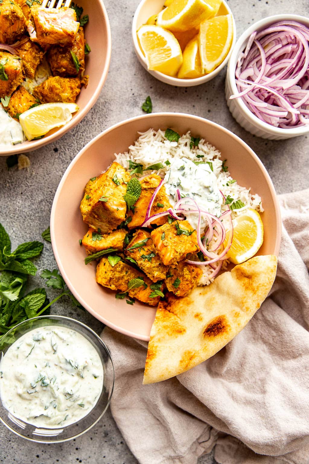 Tandoori salmon bowls