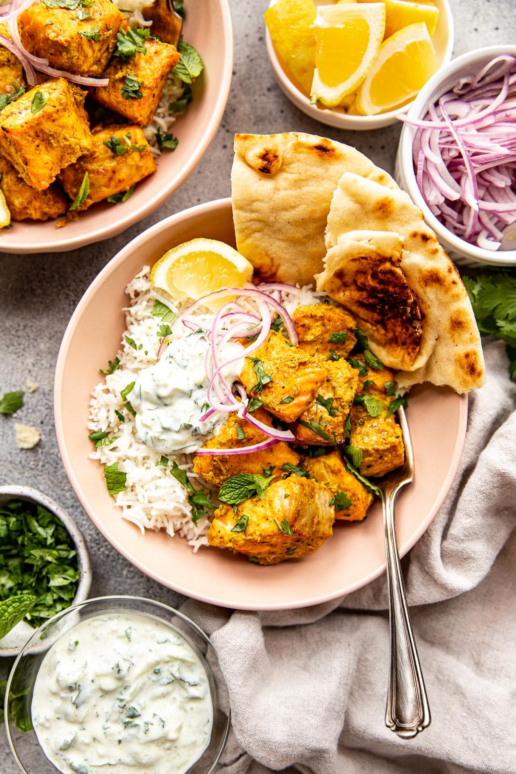 Tandoori salmon bowls