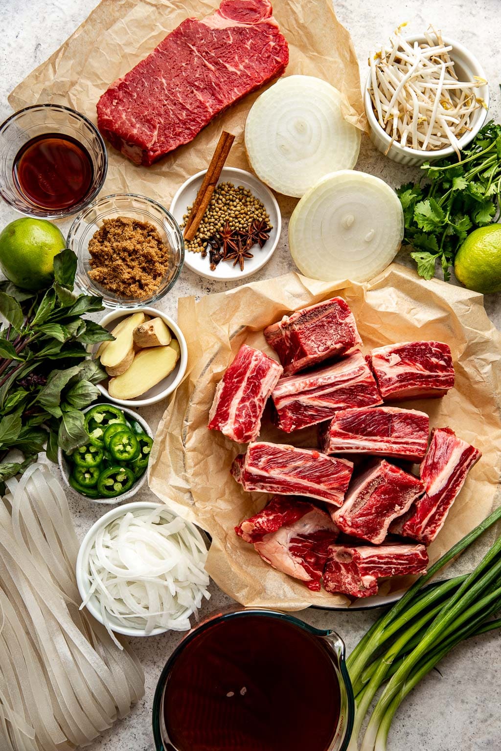 Beef short rib pho ingredients