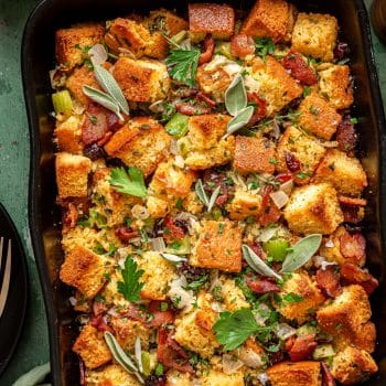 Cornbread stuffing with bacon