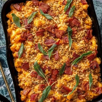 Pumpkin mac and cheese with bacon