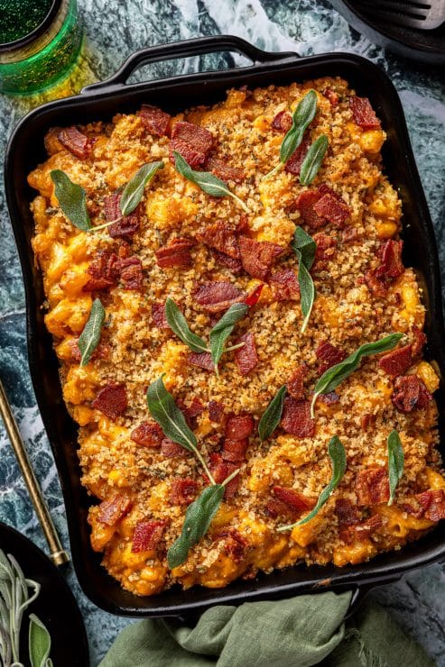 Pumpkin mac and cheese with bacon