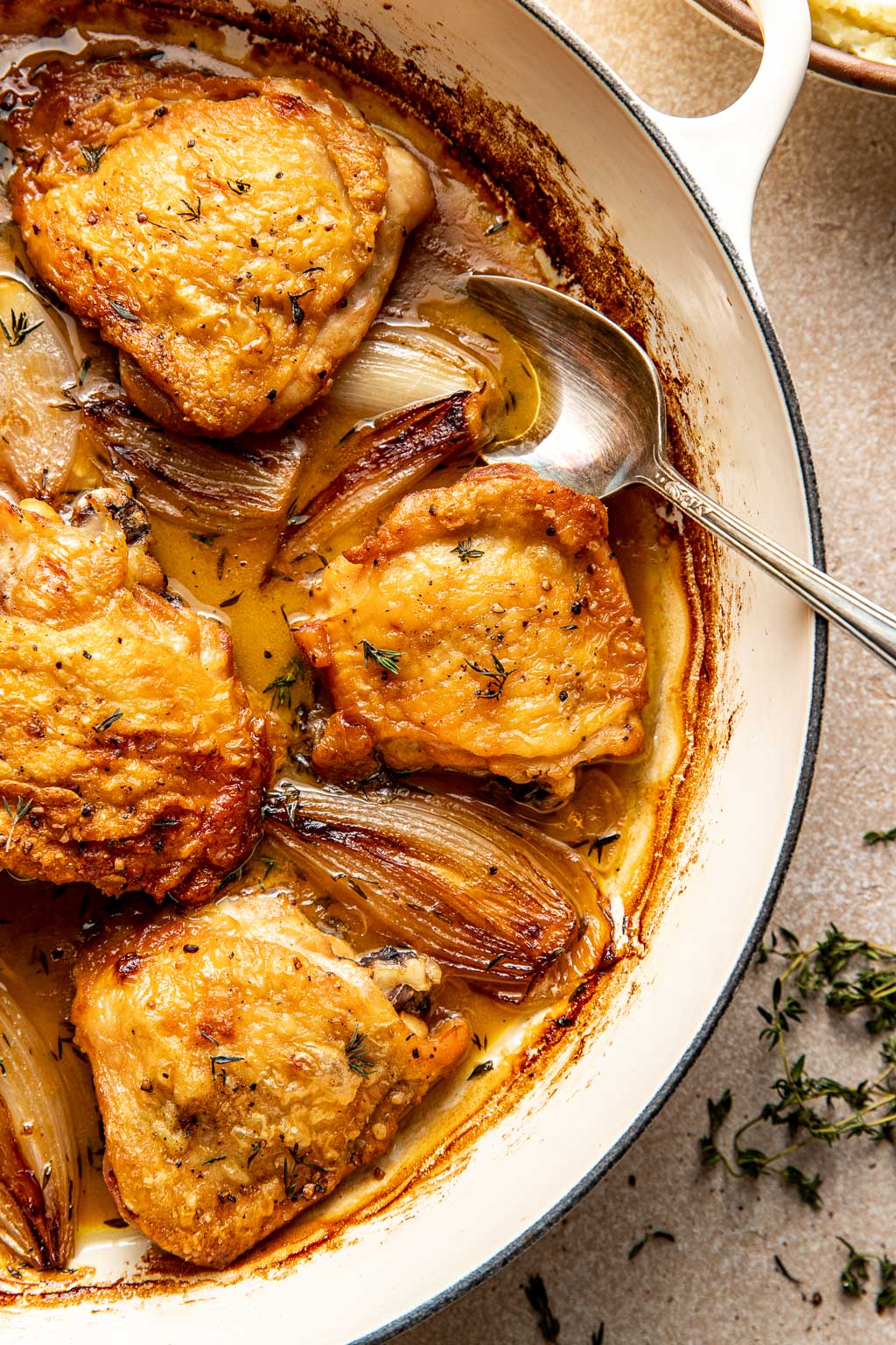 apple cider braised chicken thighs