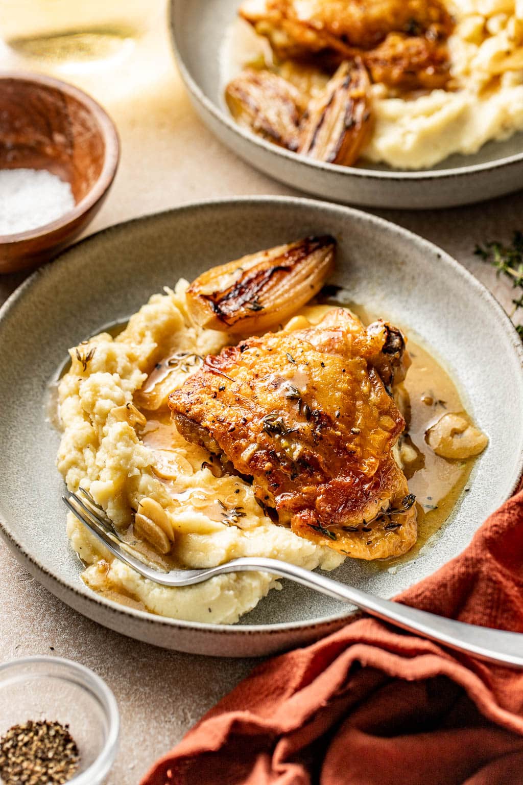 apple cider braised chicken thighs