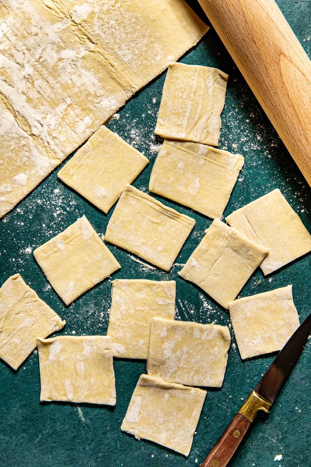Squares of puff pastry 