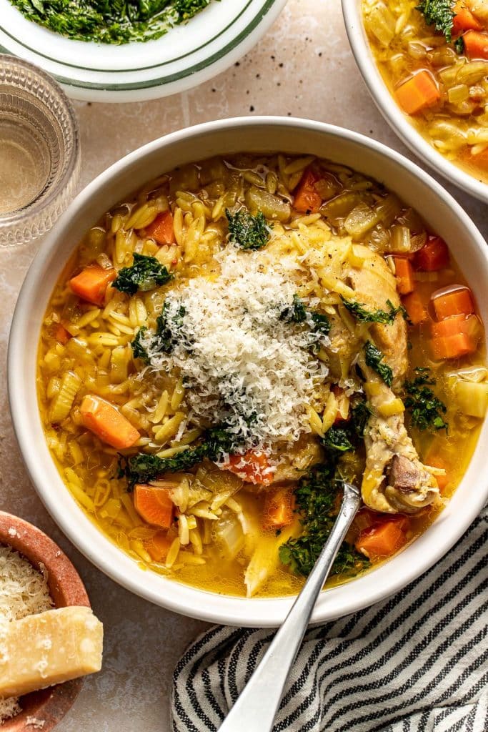 whole chicken orzo soup