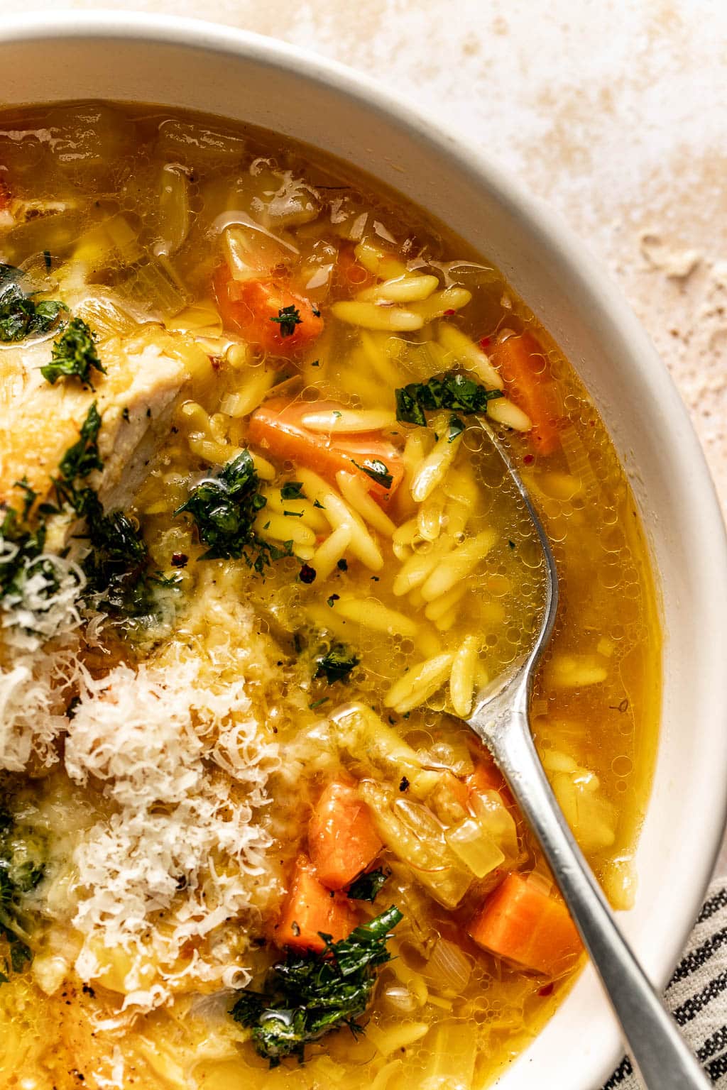 whole chicken orzo soup