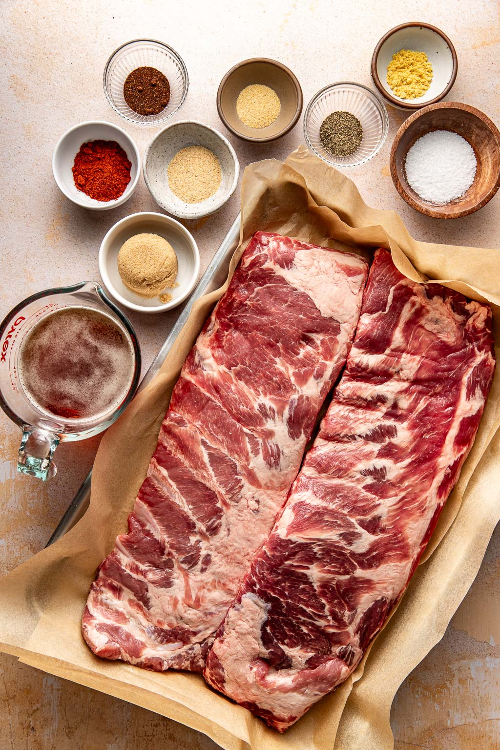 oven baked ribs ingredients laid out