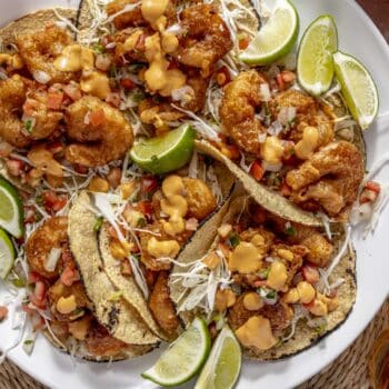 beer-battered shrimp tacos