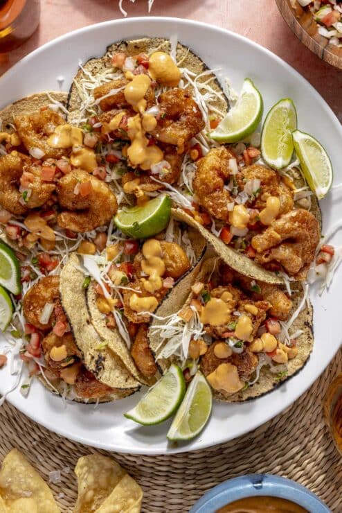 beer-battered shrimp tacos