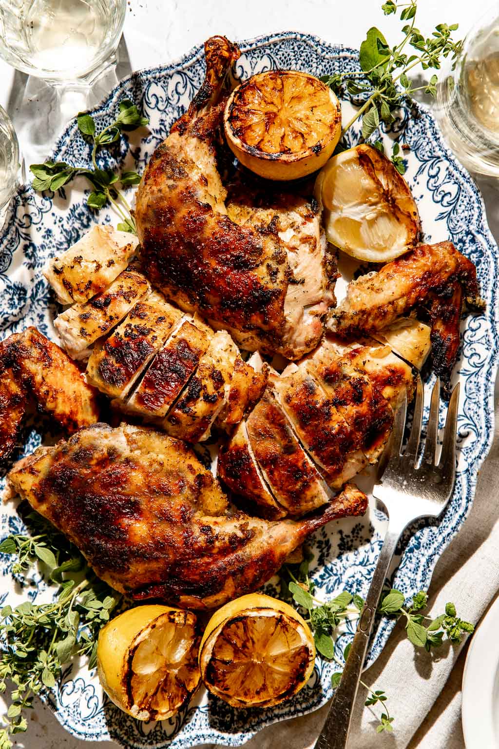 spatchcocked grilled lemon chicken