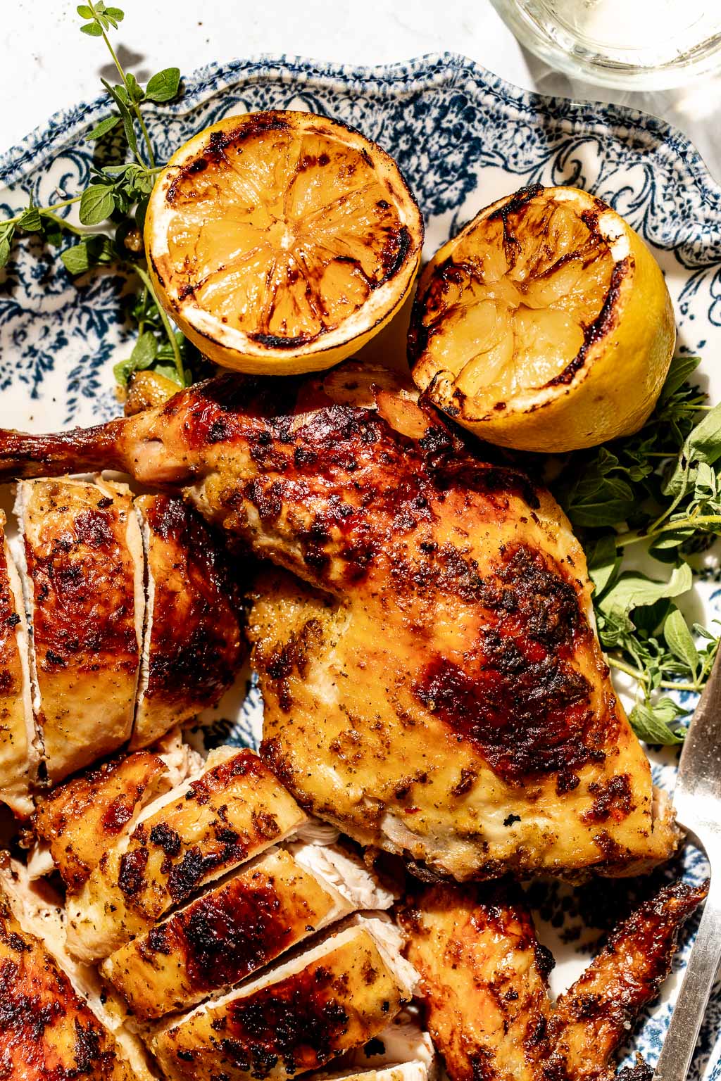 spatchcocked grilled lemon chicken