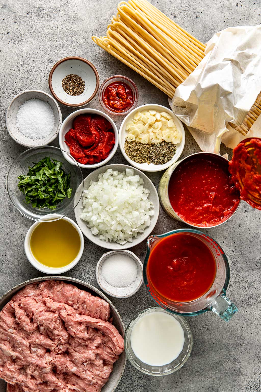 turkey spaghetti ingredients laid out