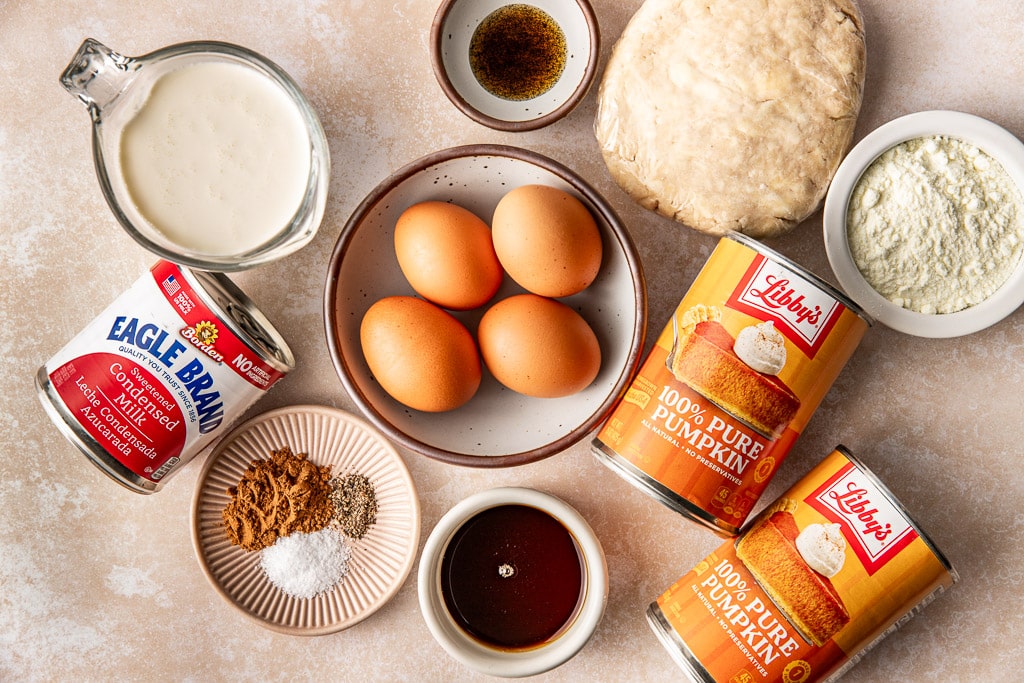 Best Ever Pumpkin Pie Ingredients Laid Out