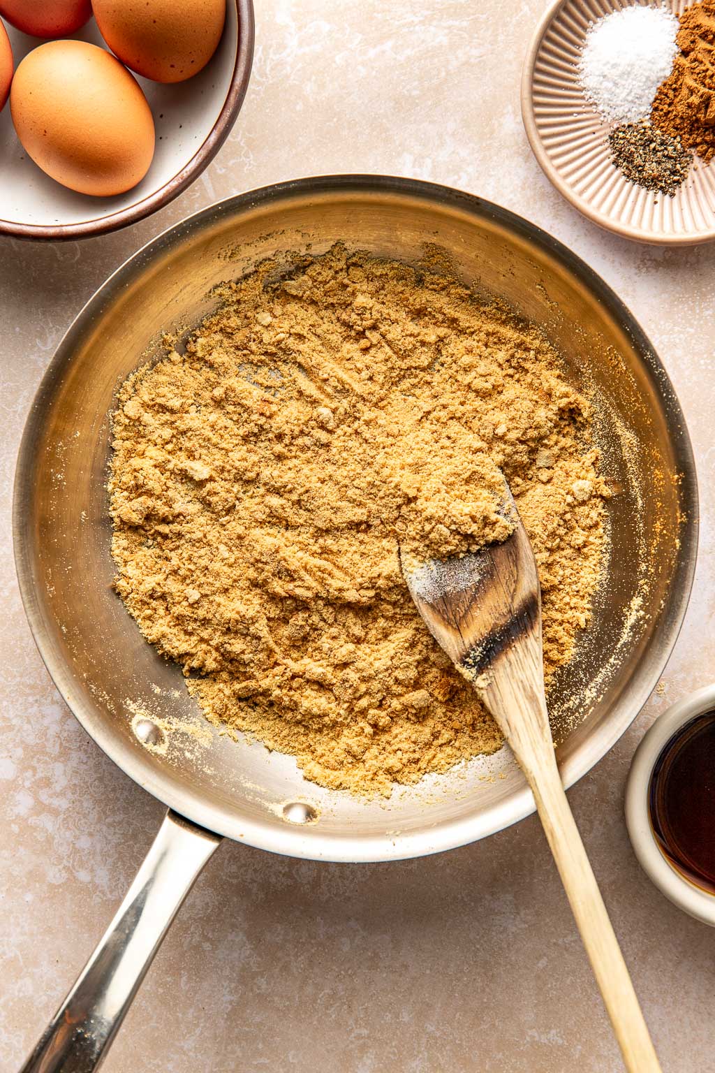 toasted milk powder in a stainless steel saucepan