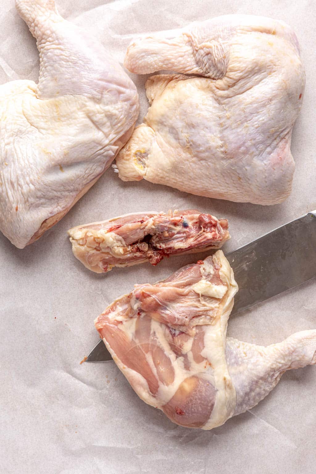 chicken leg pieces having the rib portions removed