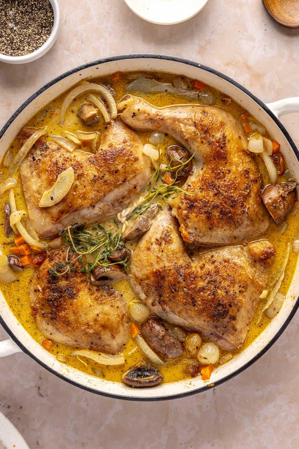 coq au vin before going into the oven