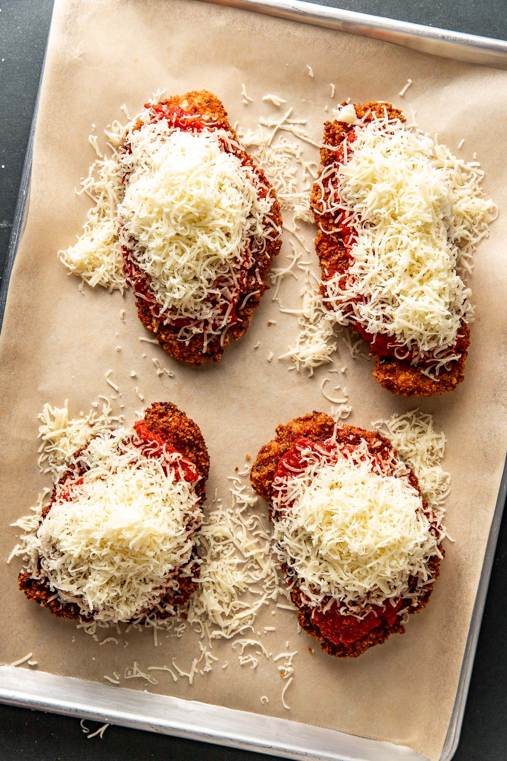 chicken parmesan before going into the oven