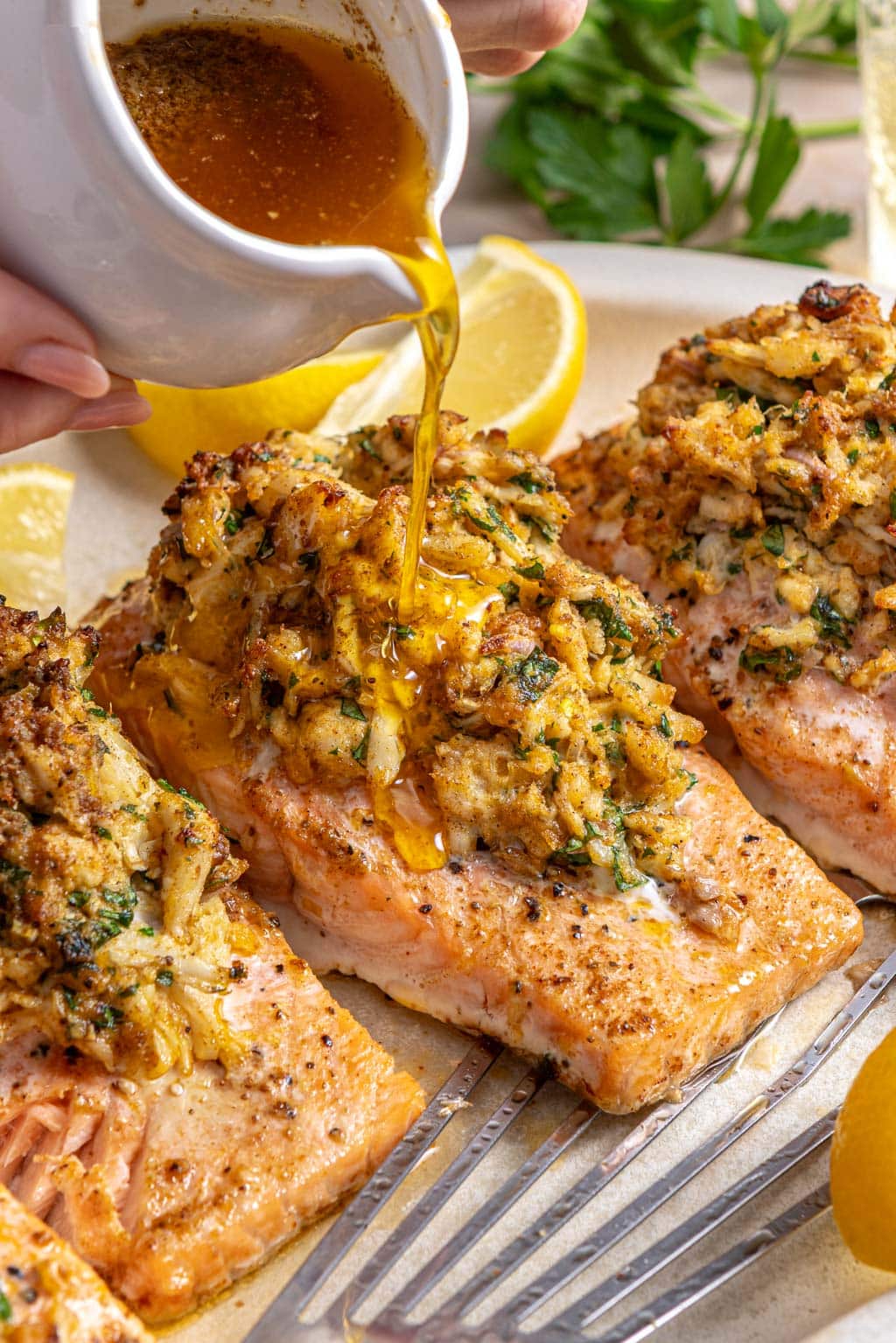 crab stuffed salmon