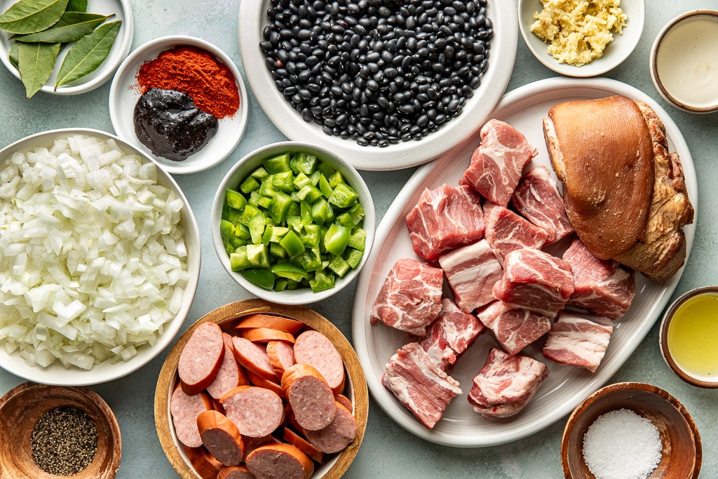 feijoada ingredients laid out