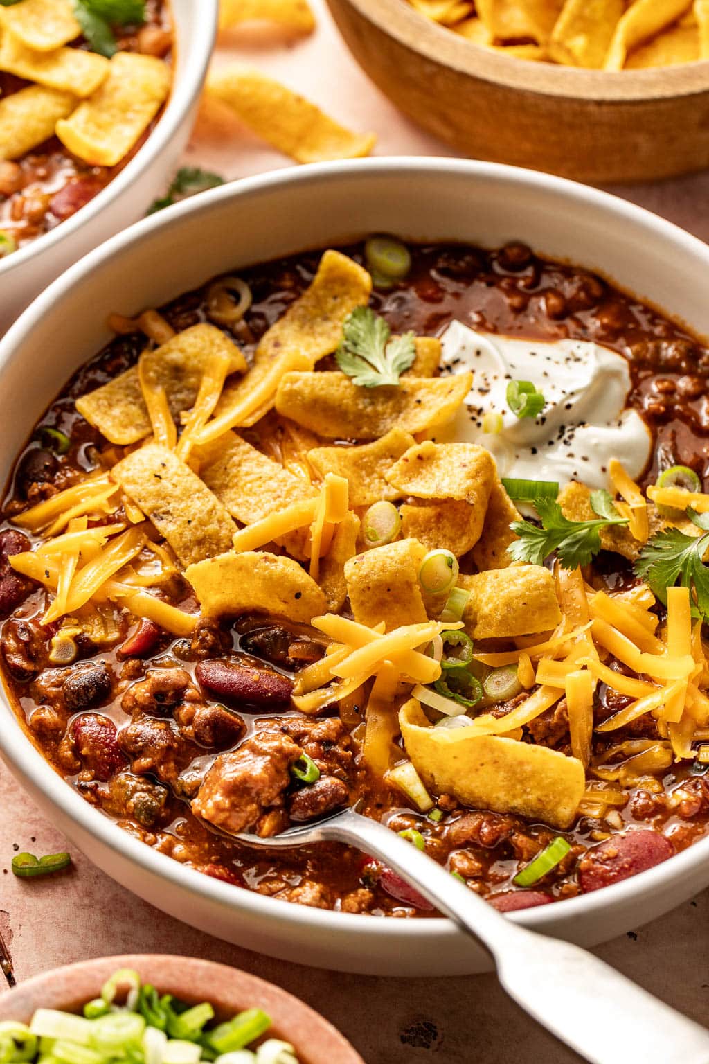 chili in a serving bowl