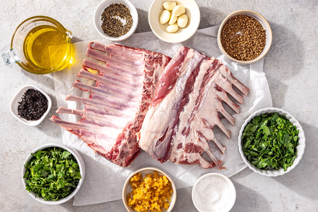 rack of lamb ingredients laid out