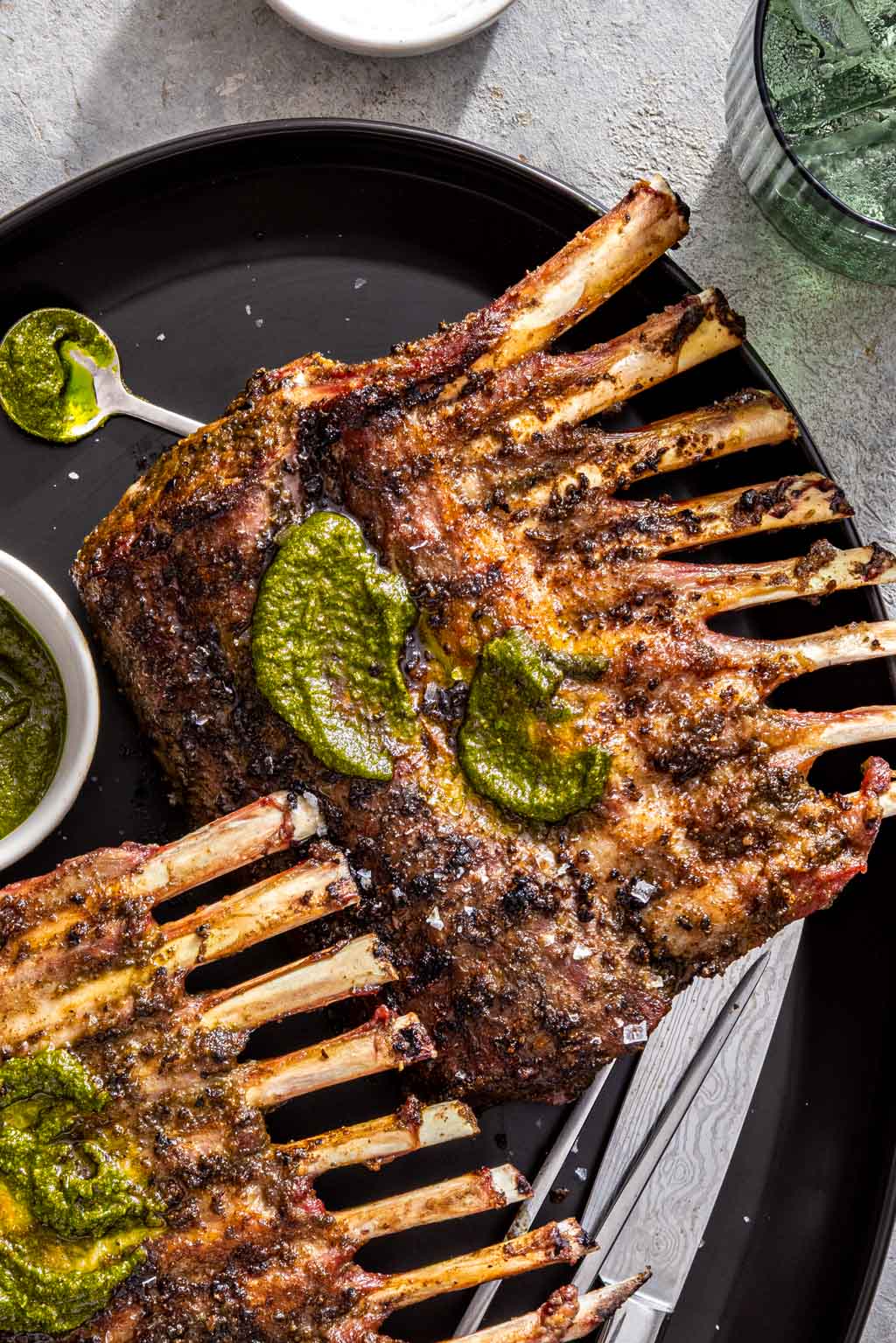 grilled rack of lamb with chermoula sauce