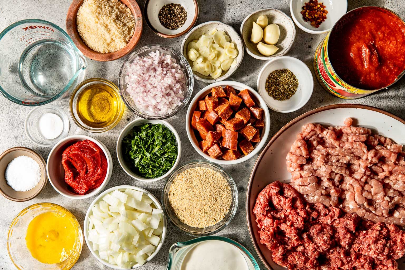 Pepperoni Meatballs ingredients laid out