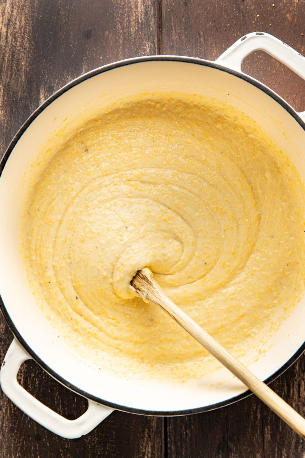 polenta after cooking and stirring in the cheese