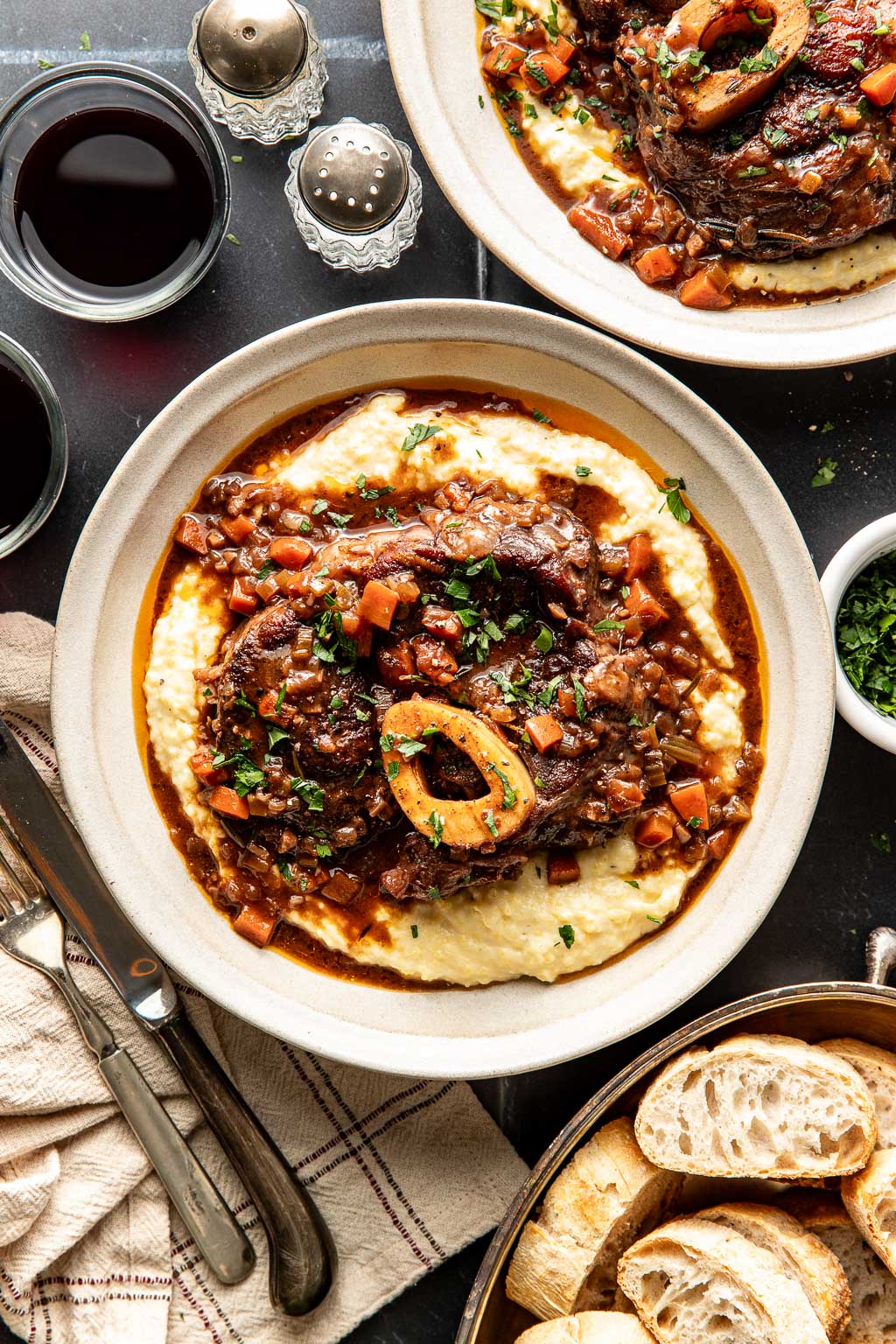 braised beef shanks over polenta