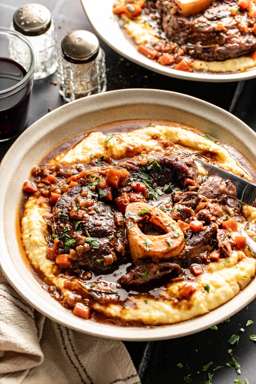 beef shanks in a serving dish
