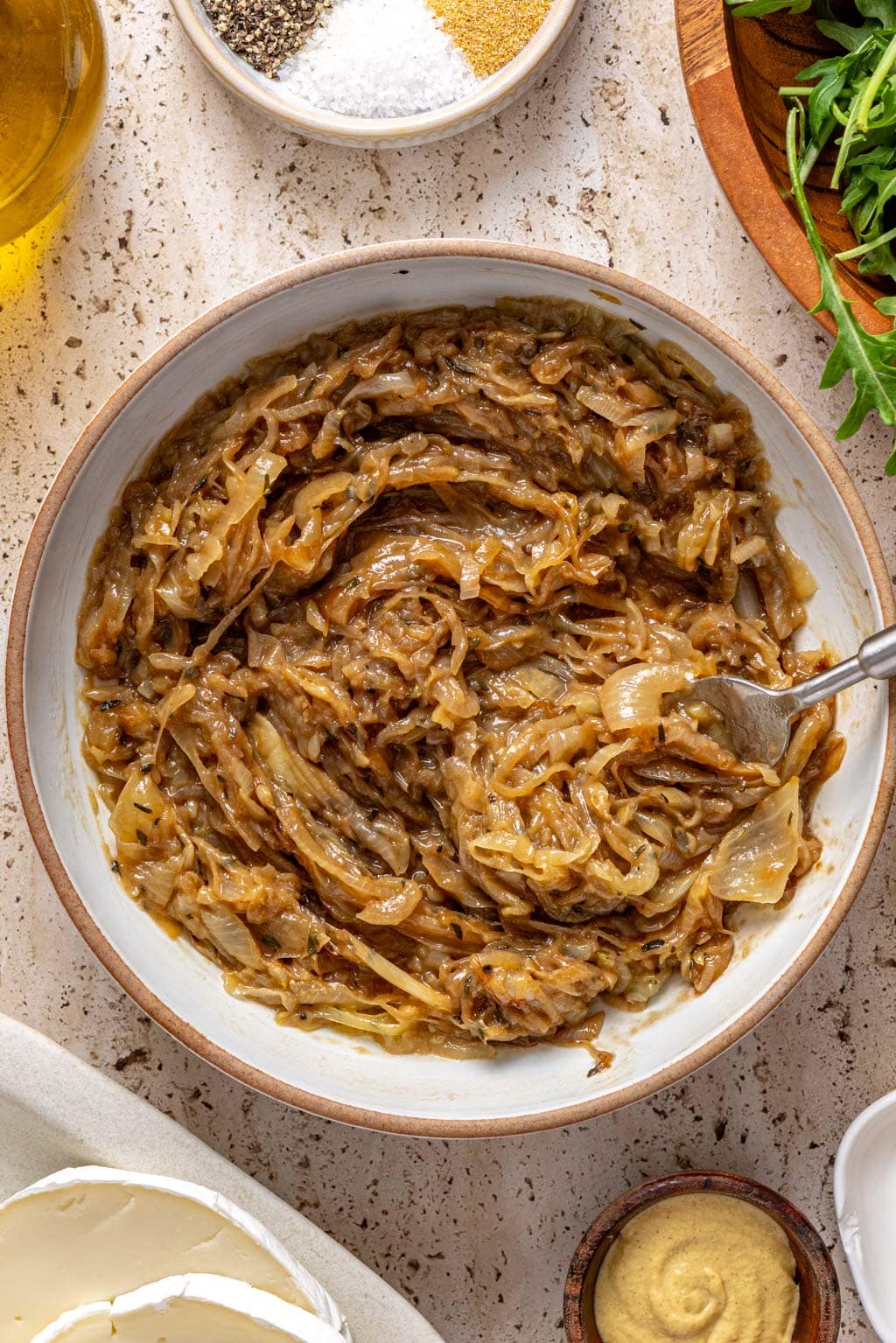 caramelized onions in a bowl after caramelizing